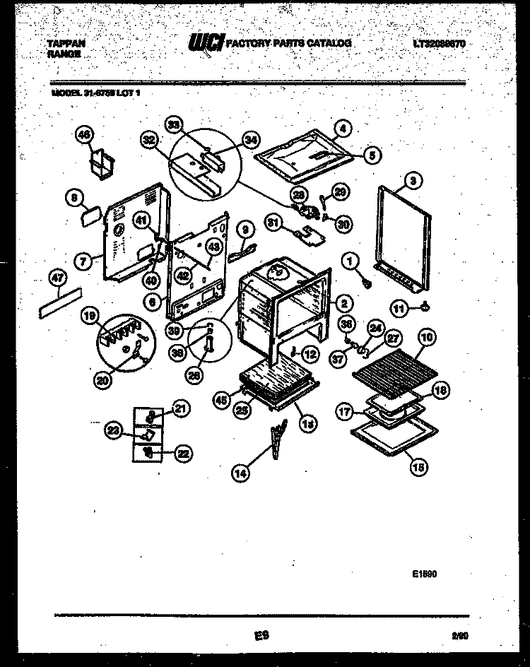 BODY PARTS Diagram and Parts List for 31-6759-00-01  Tappan Range