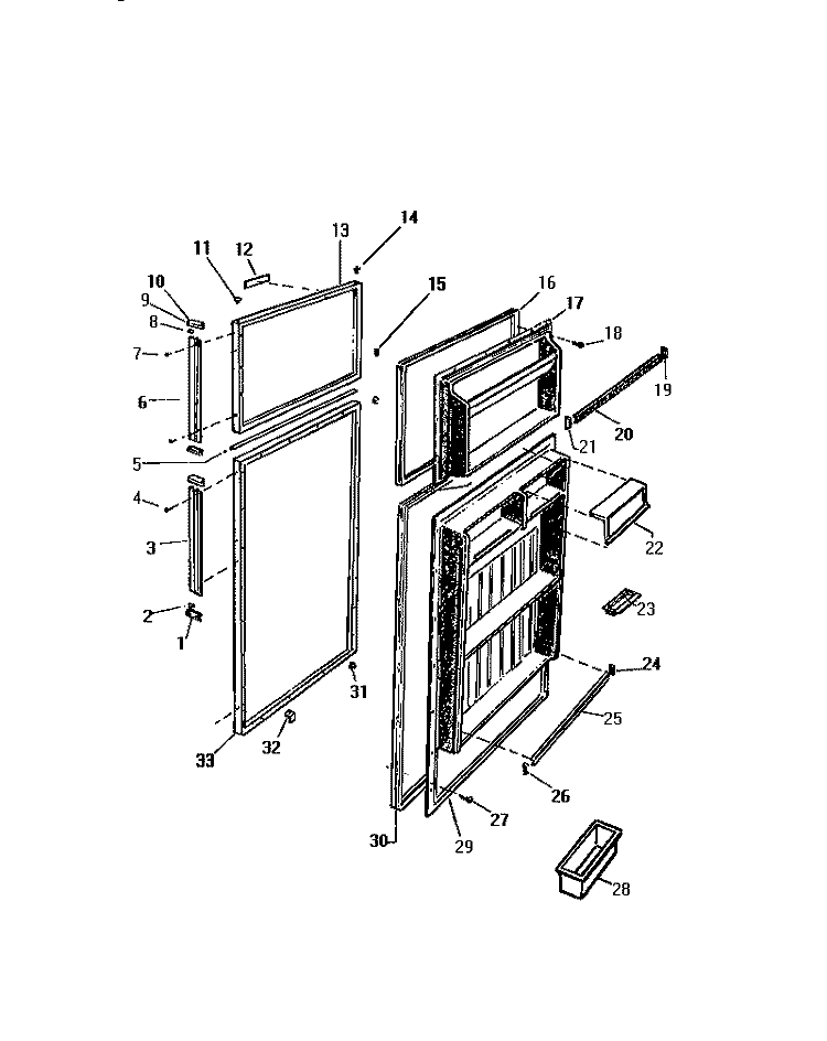 DOORS Diagram and Parts List for RT177GCD0  Frigidaire Refrigerator