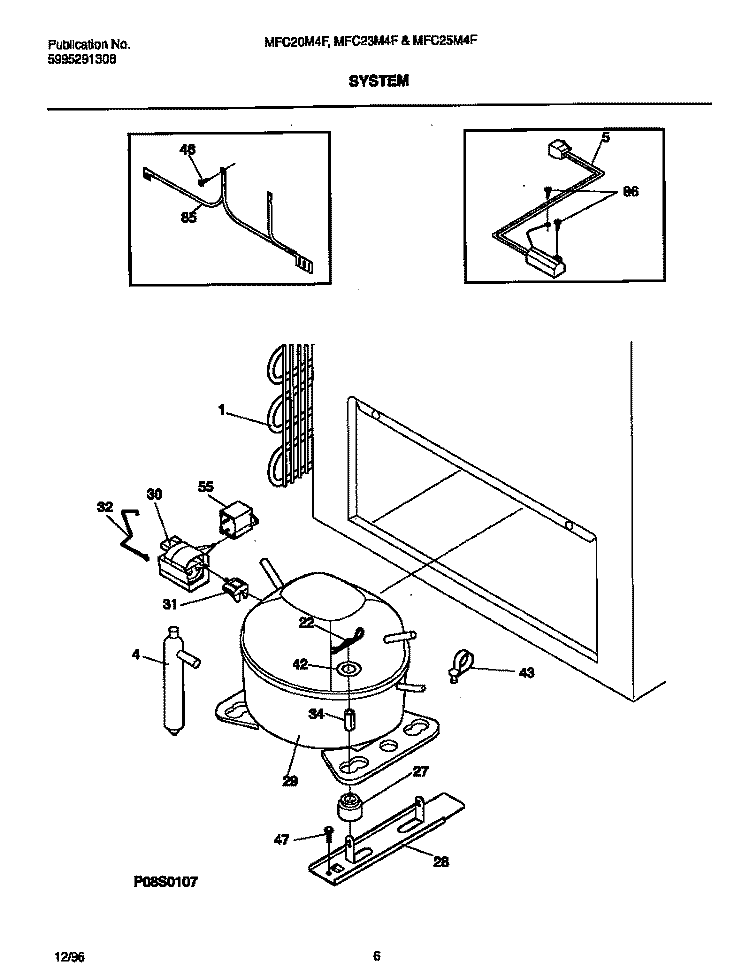 SYSTEM Diagram and Parts List for MFC20M4FW0  Frigidaire Freezer