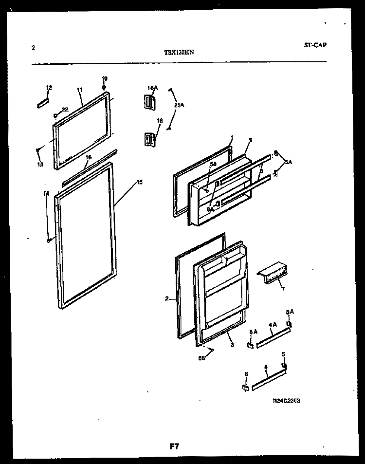 DOOR PARTS Diagram and Parts List for TSX130HN1D  Kelvinator Refrigerator