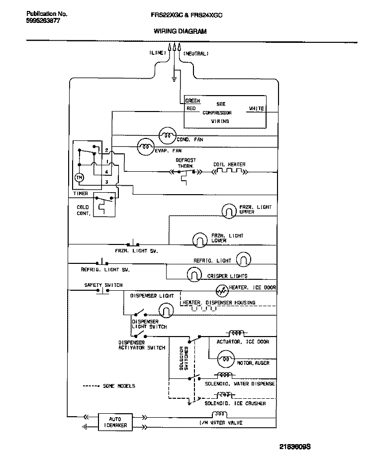WIRING DIAGRAM Diagram and Parts List for FRS22XGCD0  Frigidaire Refrigerator