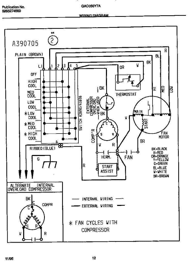 WIRING DIAGRAM Diagram and Parts List for GAC056Y7A5  Gibson Air Conditioner