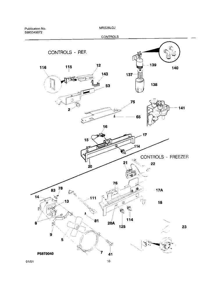 CONTROLS Diagram and Parts List for MRS26LGJQ3  Uni Refrigerator