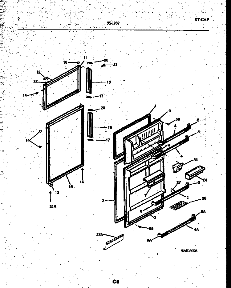 DOOR PARTS Diagram and Parts List for 95-1982-23-00  Tappan Refrigerator
