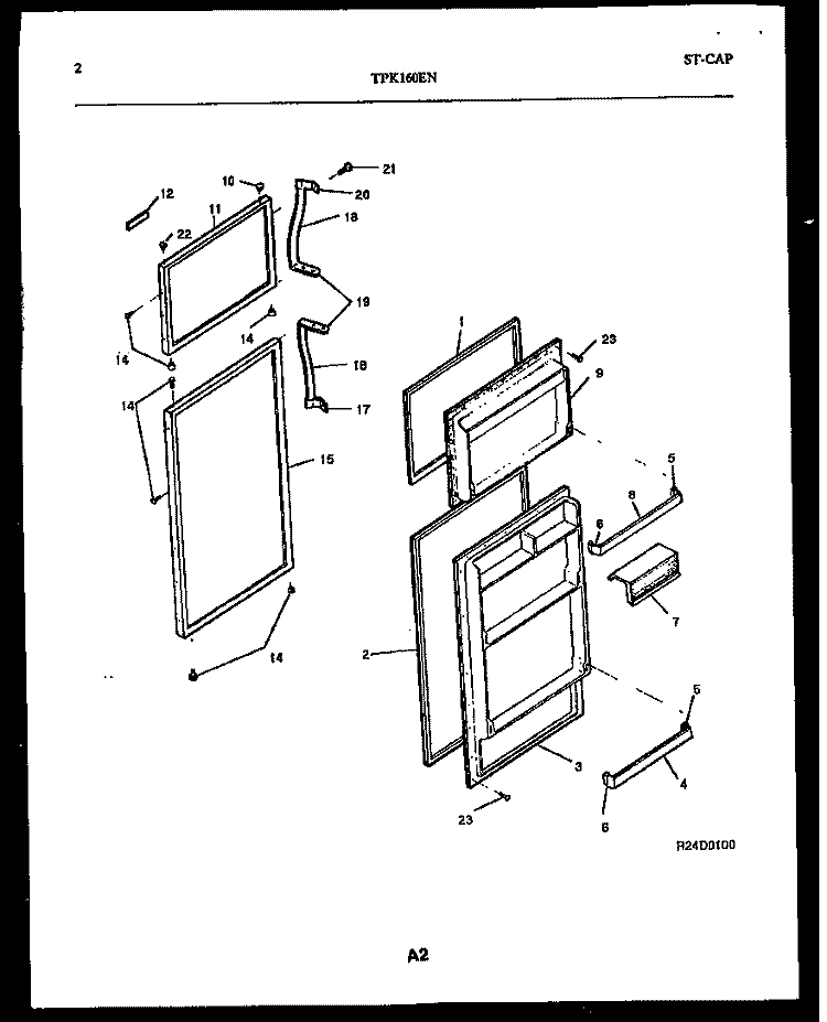 DOOR PARTS Diagram and Parts List for TPK160EN5D  Kelvinator Refrigerator
