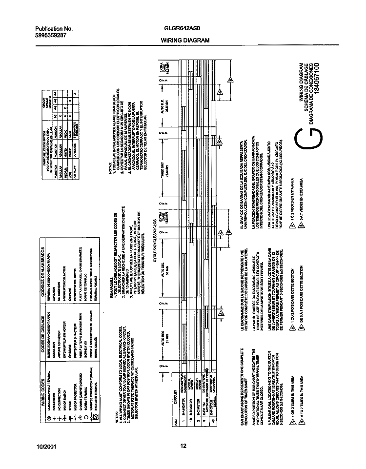 134067100 WIRING DIAGRAM Diagram and Parts List for GLGR642AS0  Frigidaire Dryer