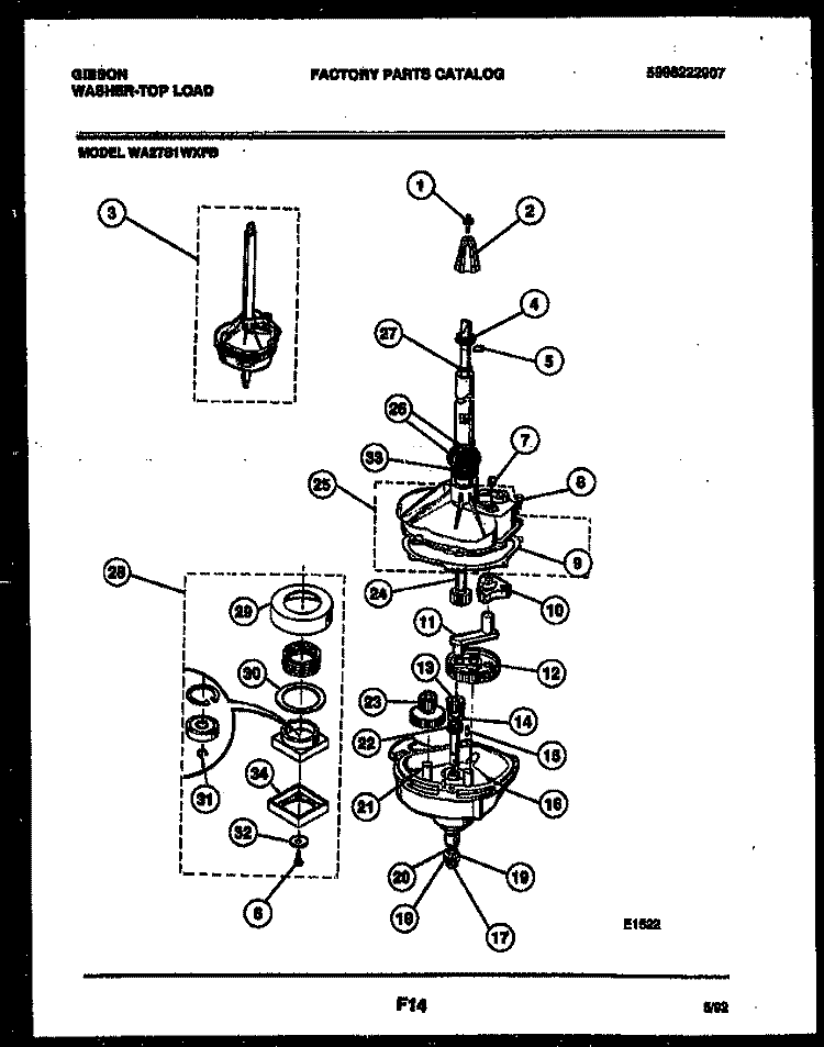 TRANSMISSION PARTS Diagram and Parts List for WA27S1WXFB  Gibson Washer