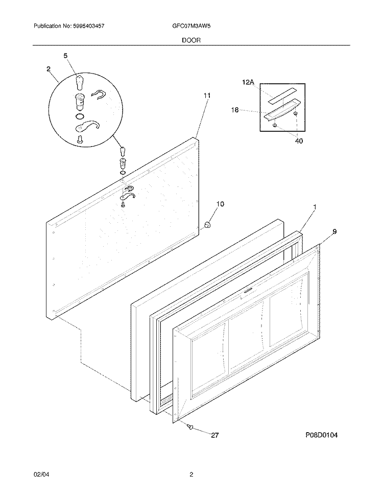 DOOR Diagram and Parts List for GFC07M3AW5  Gibson Freezer