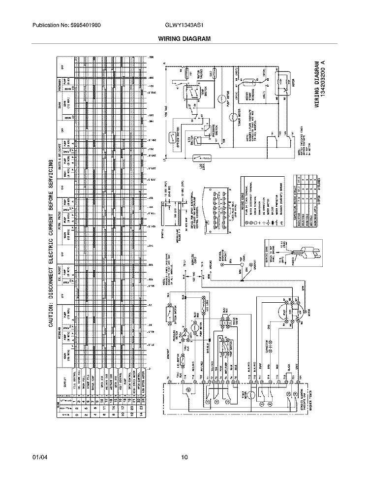 WIRING DIAGRAM Diagram and Parts List for GLWY1343AS1  Frigidaire Washer