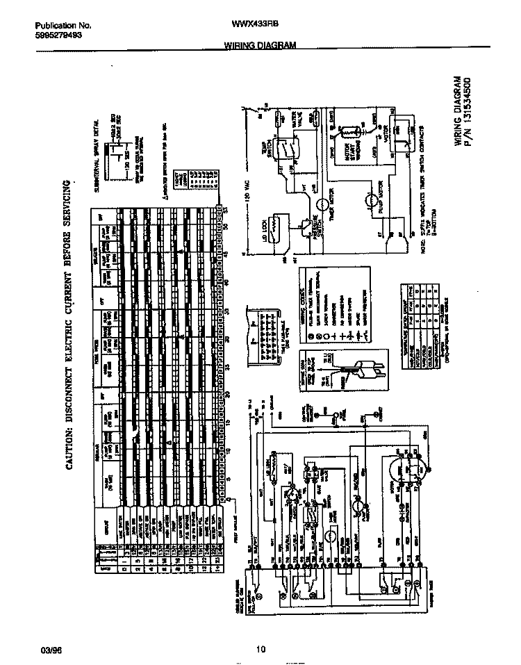 WIRING DIAGRAM Diagram and Parts List for WWX433RBD4  Frigidaire Washer