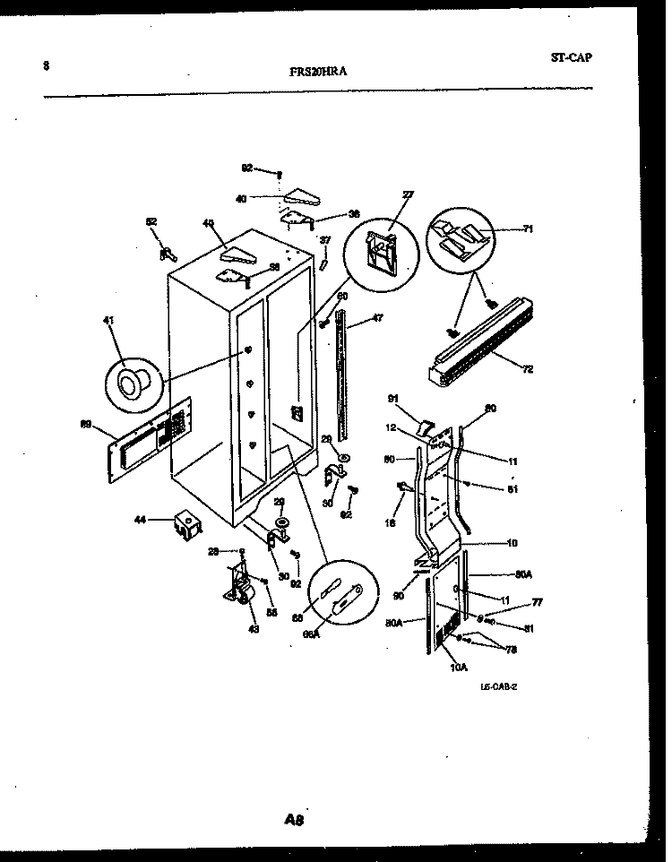 CABINET PARTS Diagram and Parts List for FRS20HRAD0  Frigidaire Refrigerator