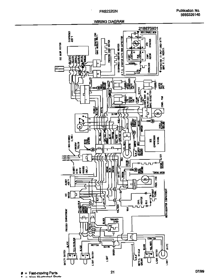 WIRING DIAGRAM Diagram and Parts List for FRS22ZGHD1  Frigidaire Refrigerator