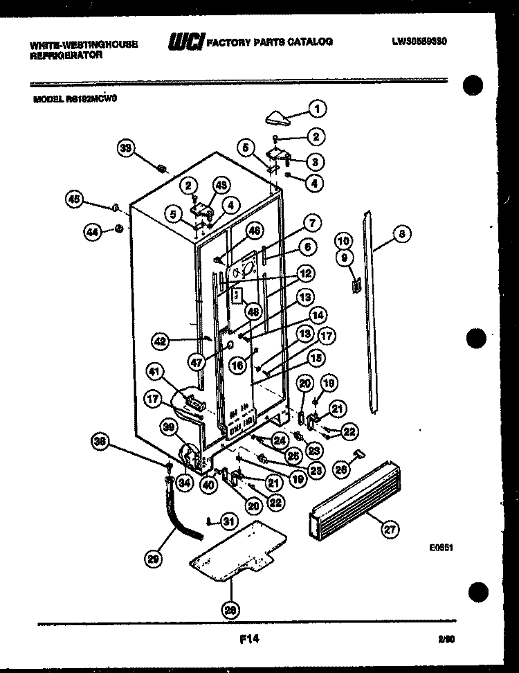 CABINET PARTS Diagram and Parts List for RS192MCF0  Frigidaire Refrigerator
