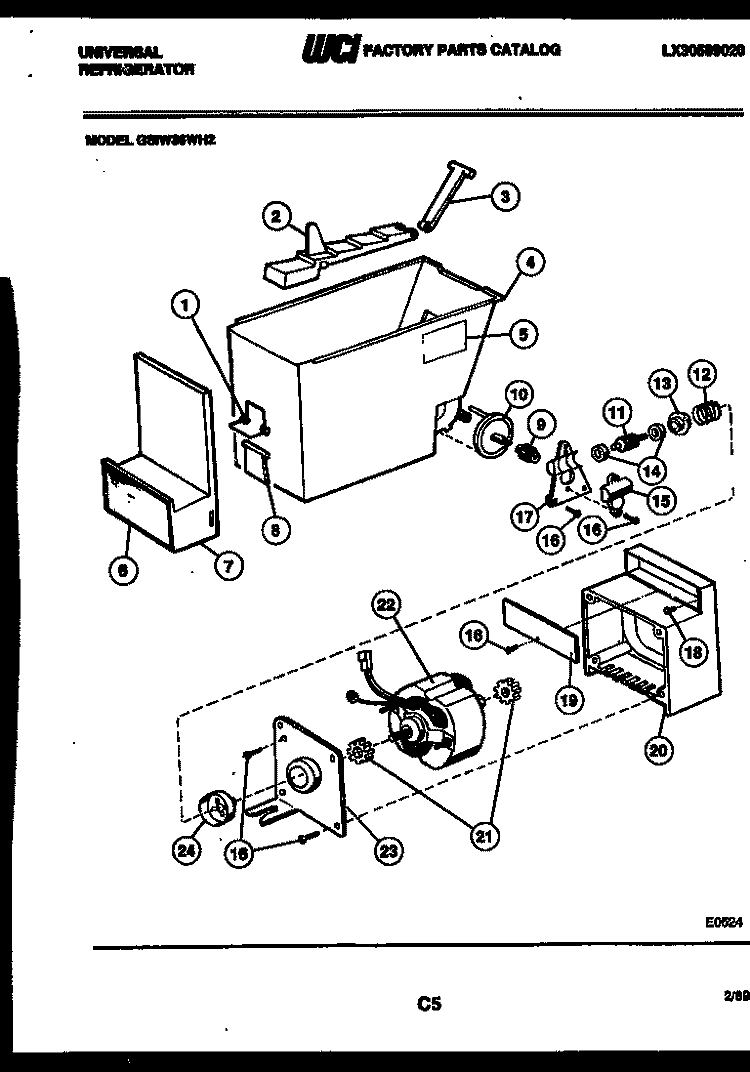 ICE DISPENSER Diagram and Parts List for GSIW36AH2  Frigidaire Refrigerator