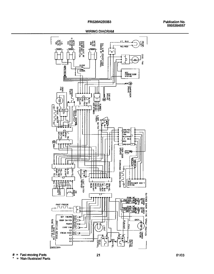 WIRING DIAGRAM Diagram and Parts List for FRS26W2BSB3  Frigidaire Refrigerator