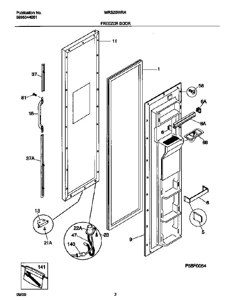 Freezer Door Diagram and Parts List for WRS20WRHW5  Westinghouse Refrigerator