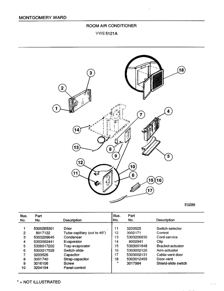 Room Air Conditioner Page 2 Diagram and Parts List for 5121A  Frigidaire Air Conditioner