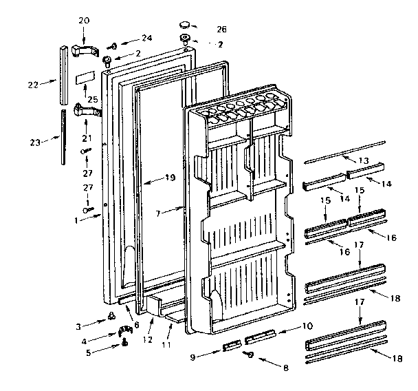 Door Parts Diagram and Parts List for 5648611162  Kenmore Refrigerator