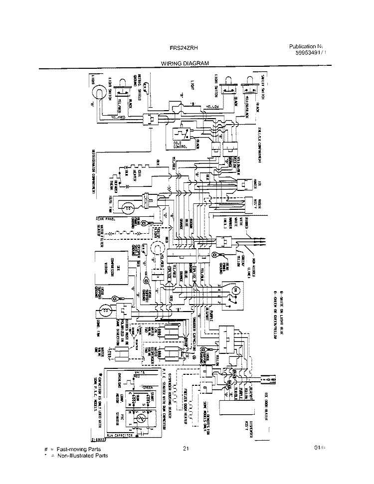 WIRING DIAGRAM Diagram and Parts List for FRS24ZRHB5  Frigidaire Refrigerator