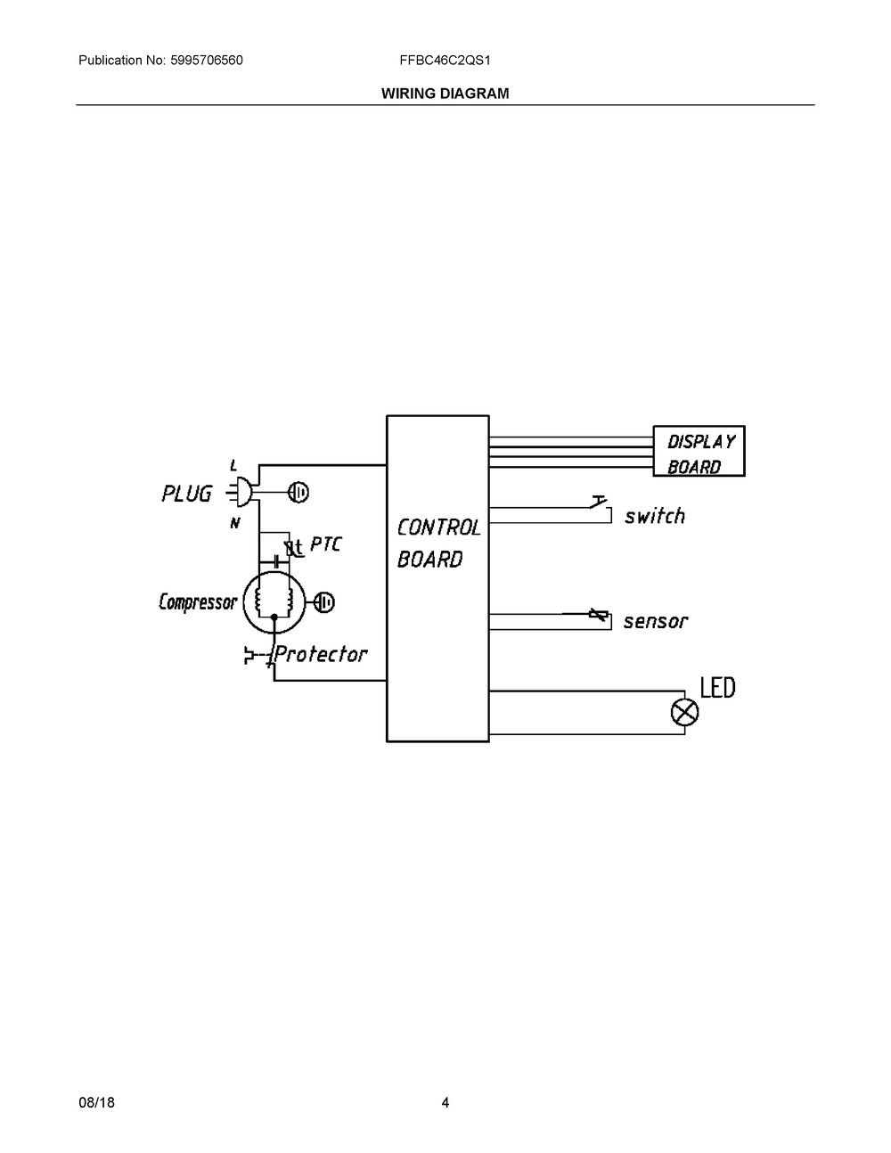 Wiring Diagram Diagram and Parts List for FFBC46C2QS1  Frigidaire Wine and Beverage Cooler