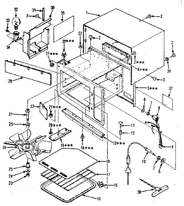 Cabinet Parts Diagram and Parts List for 5648888310  Kenmore Microwave