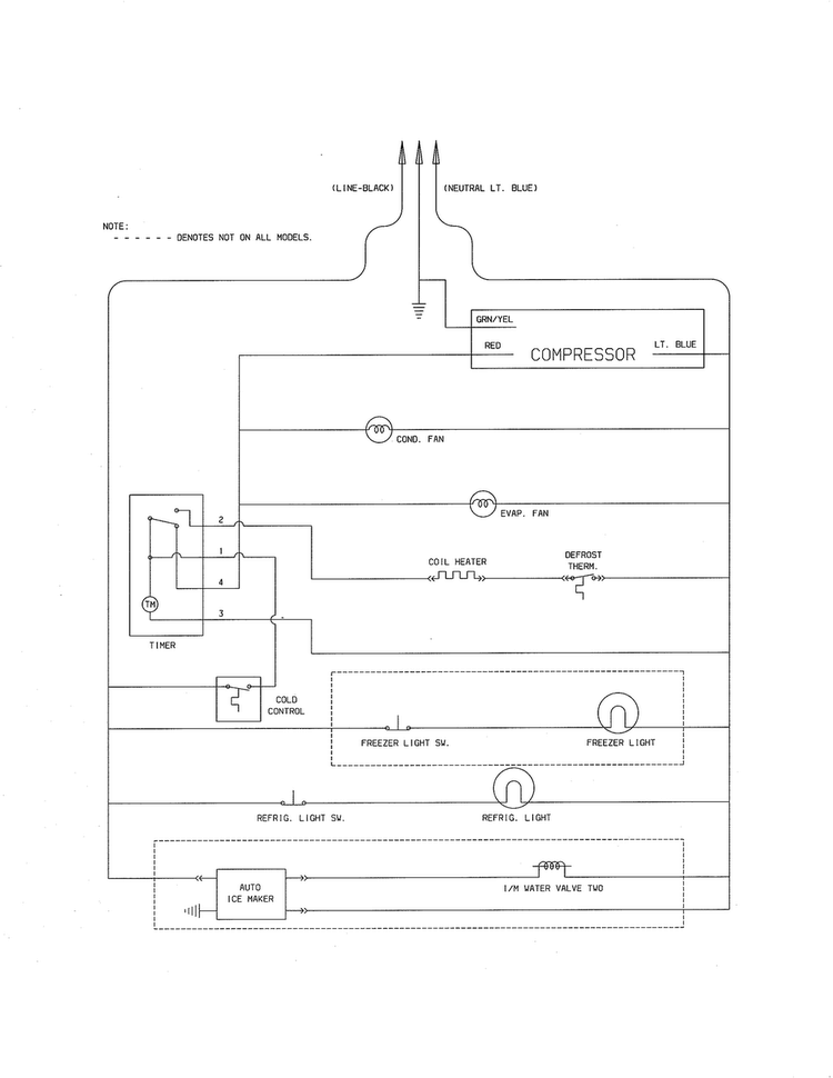 Wiring Schematic Diagram and Parts List for 25367872505  Kenmore Refrigerator