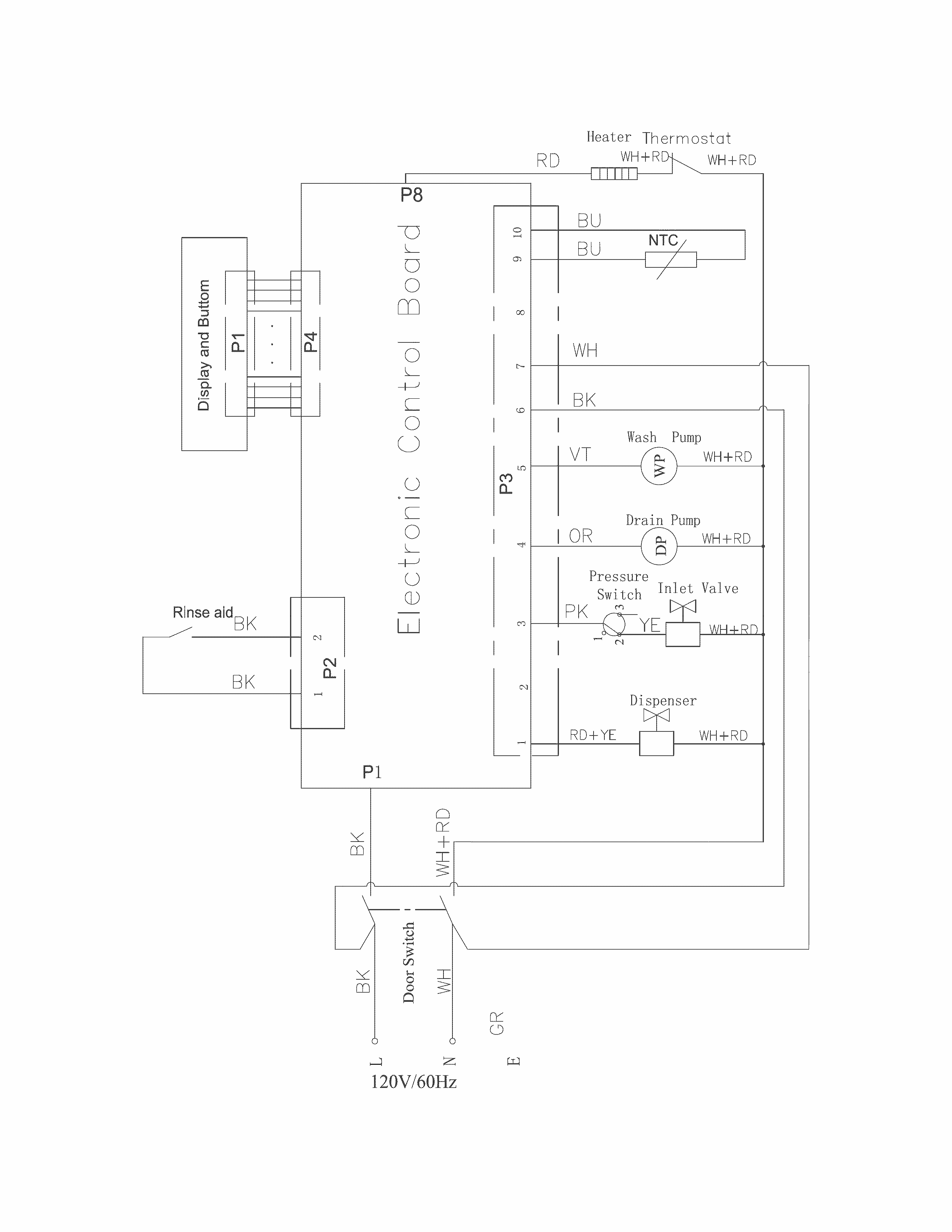 Wiring Diagram Diagram and Parts List for 58712333510A  Kenmore Dishwasher