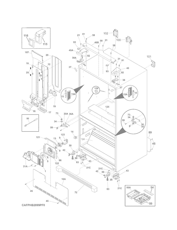 Cabinet Diagram and Parts List for 25370342210  Kenmore Refrigerator