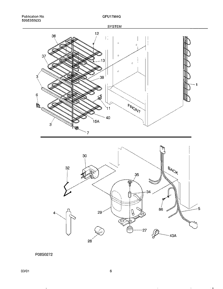 SYSTEM Diagram and Parts List for GFU17M4GW2  Gibson Freezer