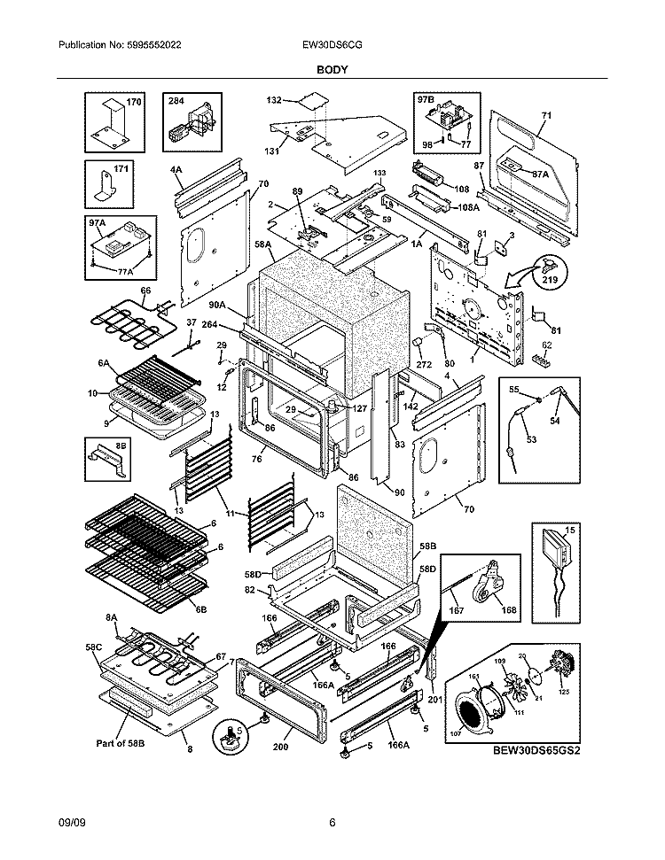 BODY Diagram and Parts List for EW30DS6CGB3  Electrolux Range