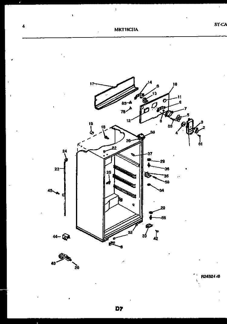 CABINET PARTS Diagram and Parts List for MRT18CHAA0  Frigidaire Refrigerator
