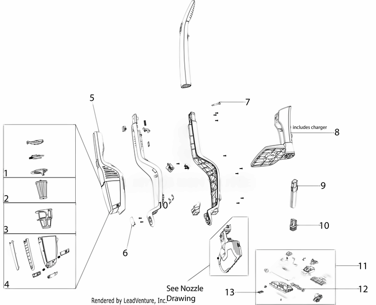 Main Unit Diagram and Parts List for EL3230A  Electrolux Upright Vacuum