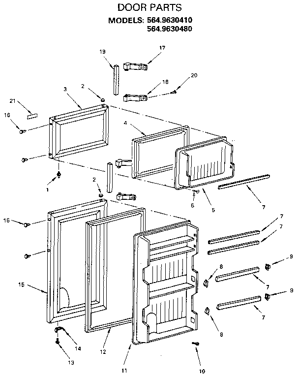 Door Diagram and Parts List for 5649630410  Kenmore Refrigerator