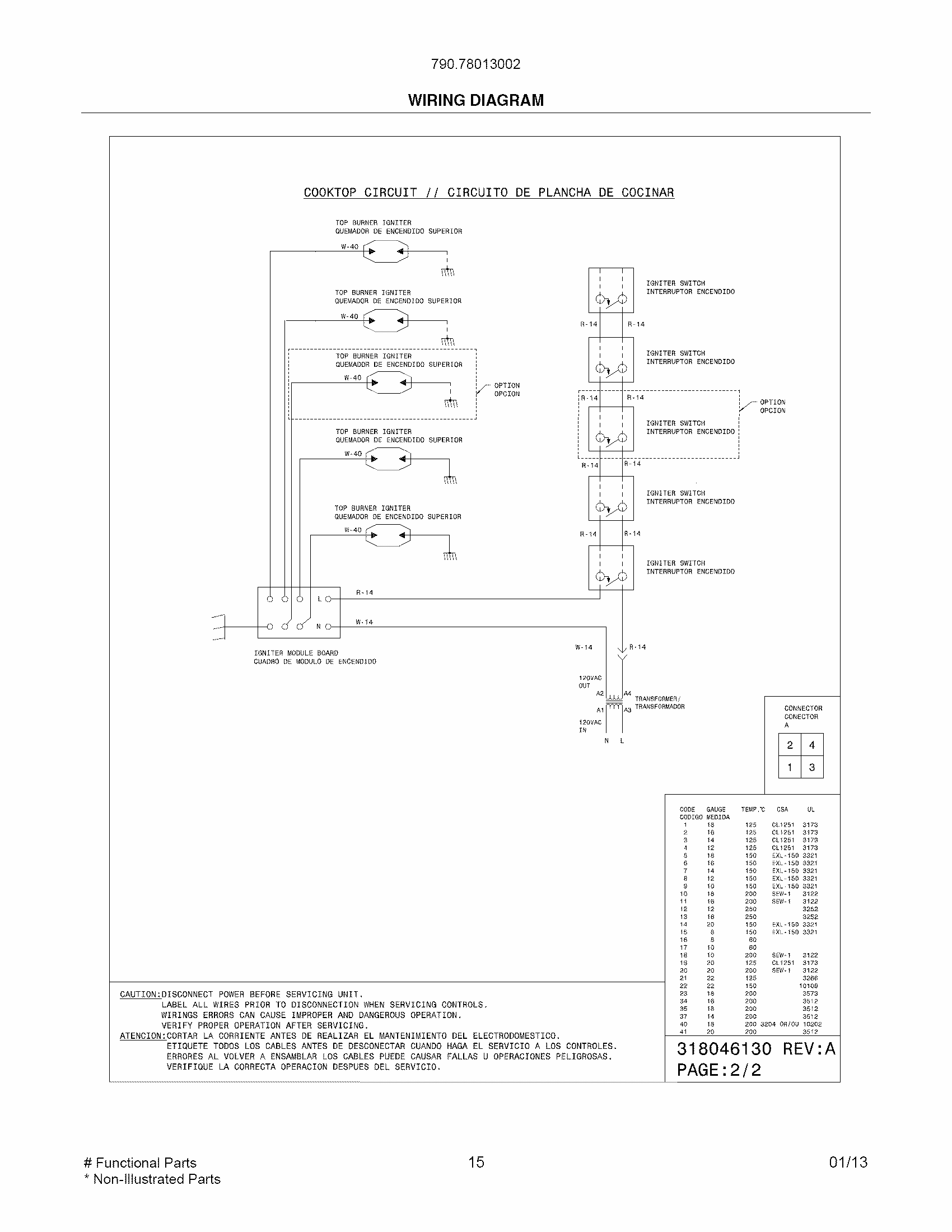 Wiring Diagram Diagram and Parts List for 79078013002  Kenmore Range
