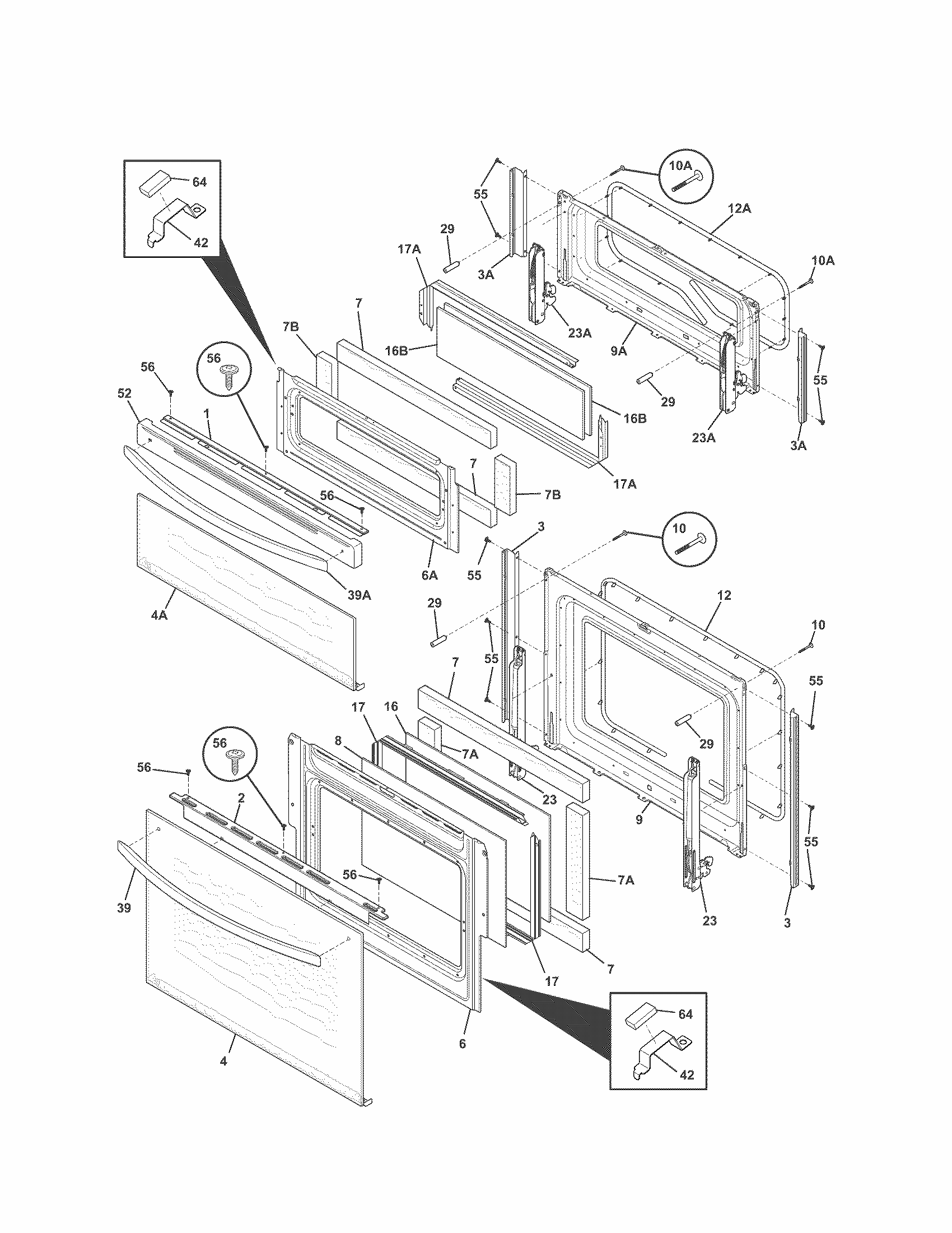 Doors Diagram and Parts List for 79098052004  Kenmore Range