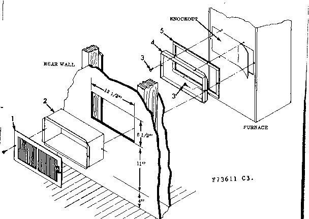 Rear wall register kit Diagram and Parts List for 867736311  Frigidaire Furnace