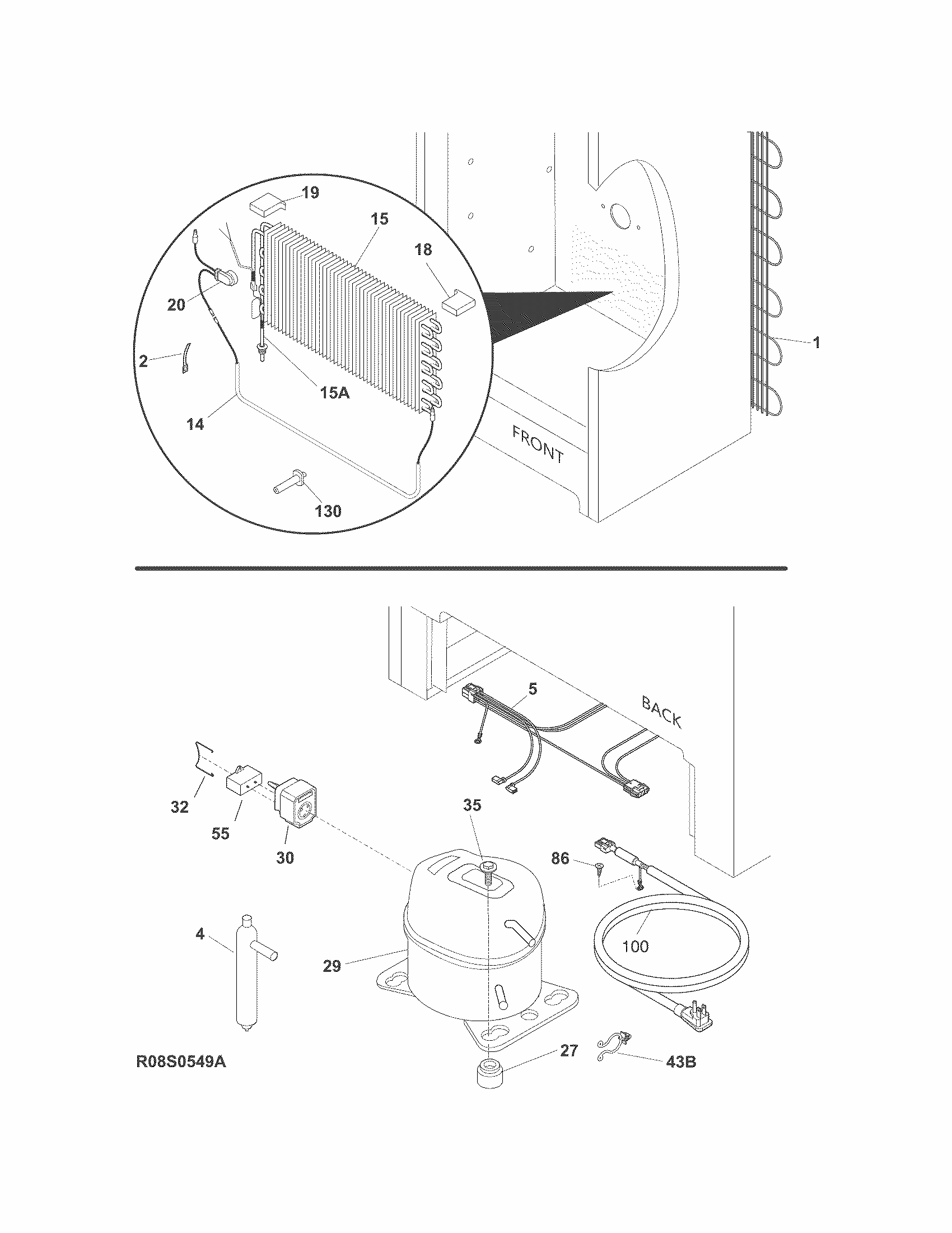 System Diagram and Parts List for FGVU17F8QFA  Frigidaire Freezer