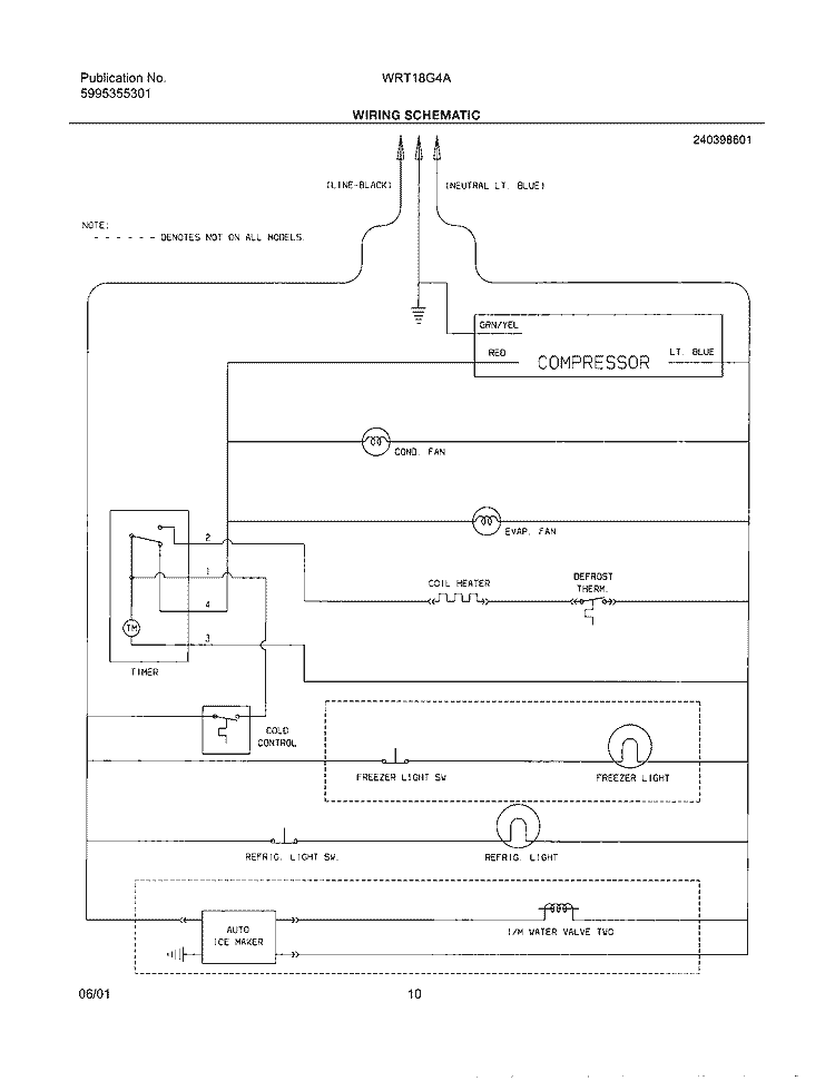WIRING SCHEMATIC Diagram and Parts List for WRT18G4AQ2  Westinghouse Refrigerator
