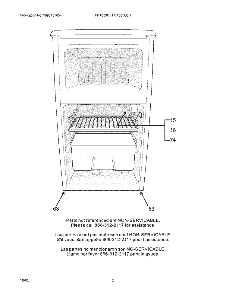 SPARE PARTS Diagram and Parts List for FRT05LG3DS  Frigidaire Refrigerator
