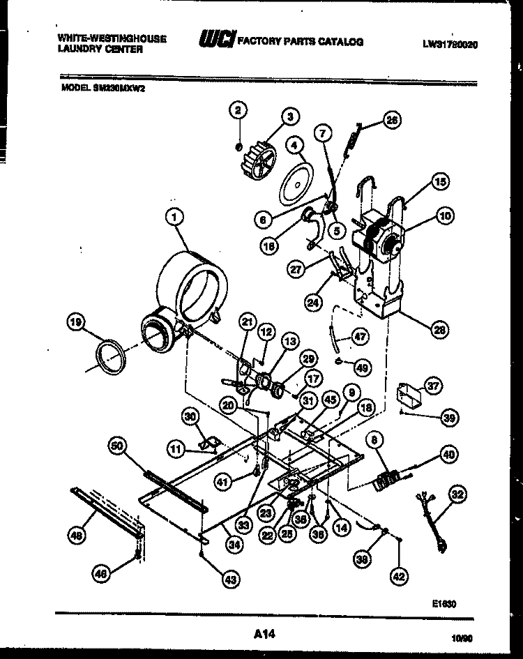 MOTOR, BLOWER AND INSTALLATION PART Diagram and Parts List for SM230MXW2  Frigidaire Washer