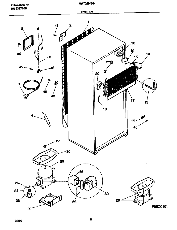 SYSTEM Diagram and Parts List for MRT21NSGD2  Frigidaire Refrigerator