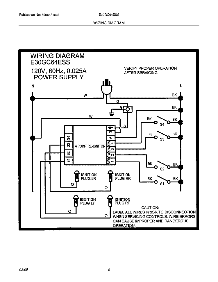 WIRING DIAGRAM Diagram and Parts List for E30GC64ESS  Electrolux Cooktop