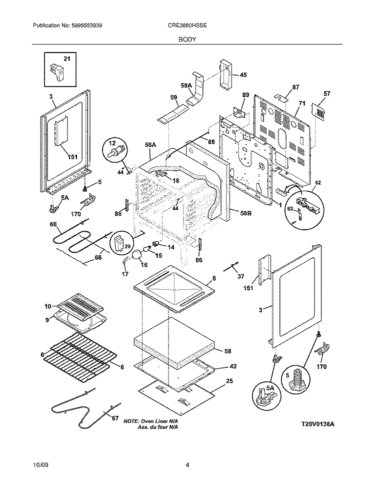 BODY Diagram and Parts List for CRE3880HSSE  Crosley Range