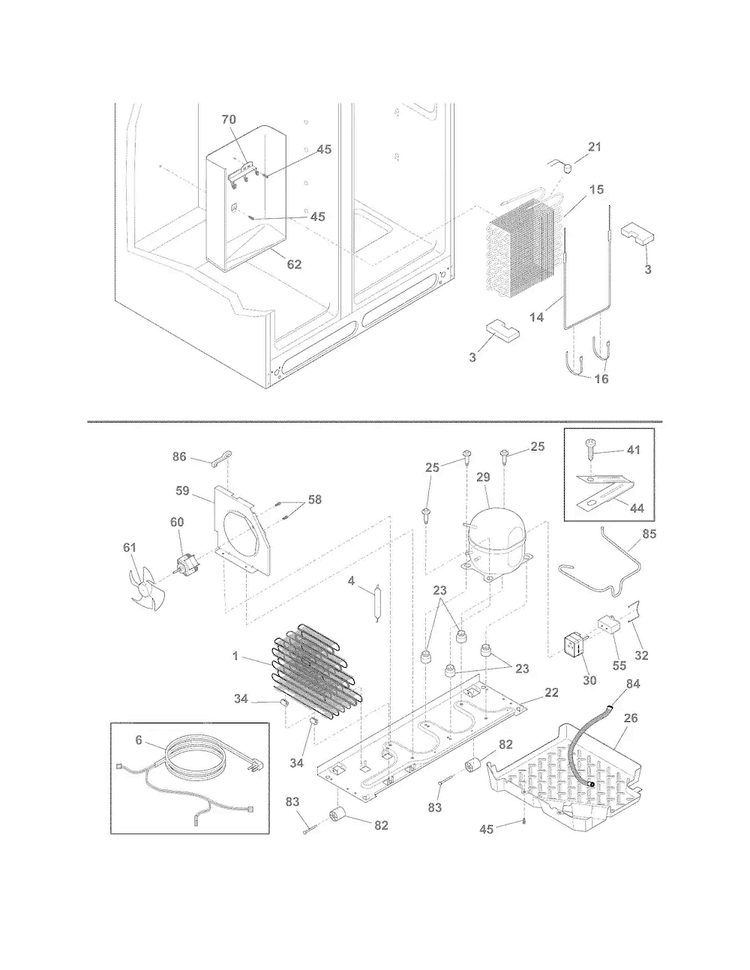 System Diagram and Parts List for FFHS2622MB9  Frigidaire Refrigerator