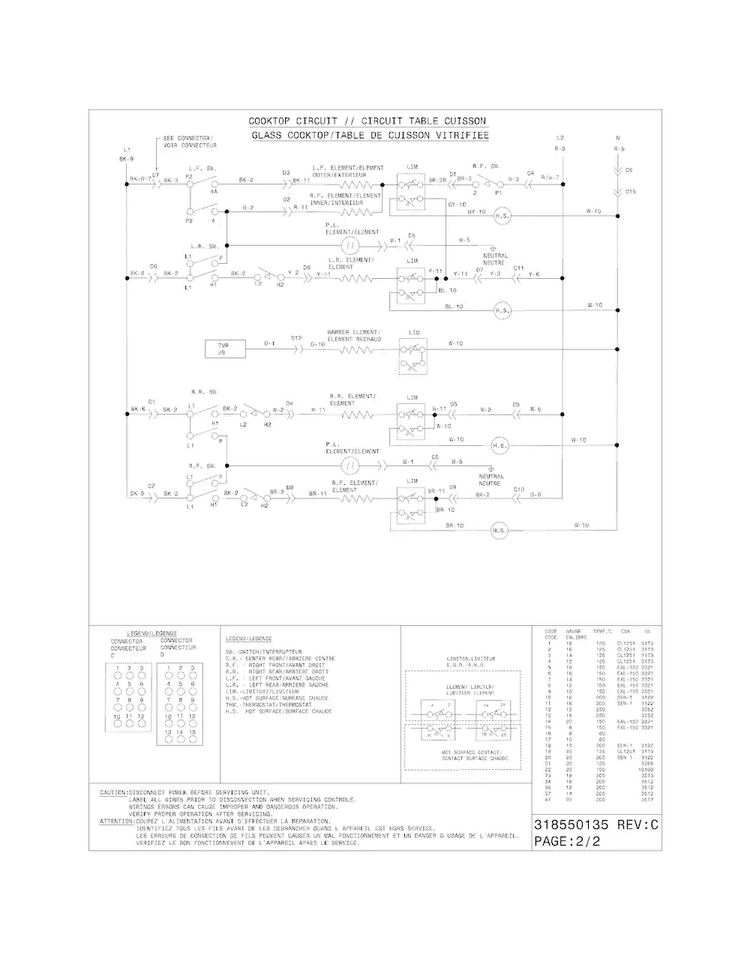 Wiring Diagram Diagram and Parts List for CGES3065KF6  Frigidaire Range