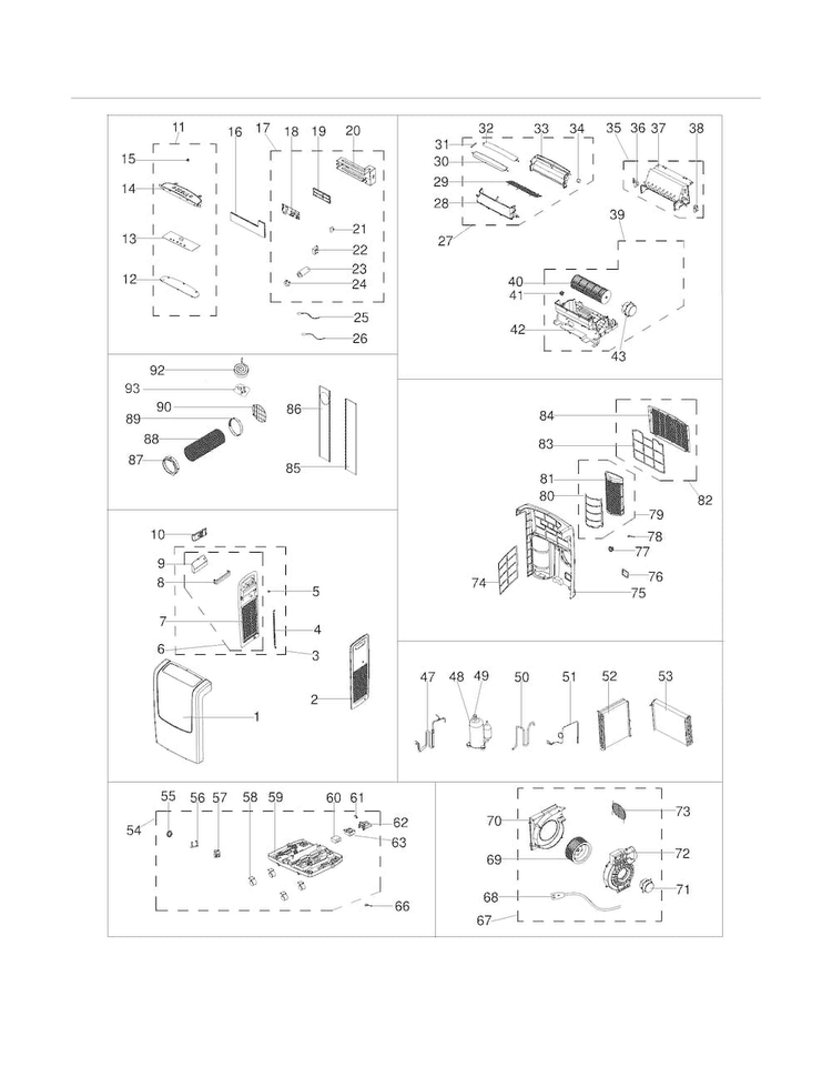 Recommended Spare Parts Diagram and Parts List for CRA093PT111  Frigidaire Air Conditioner