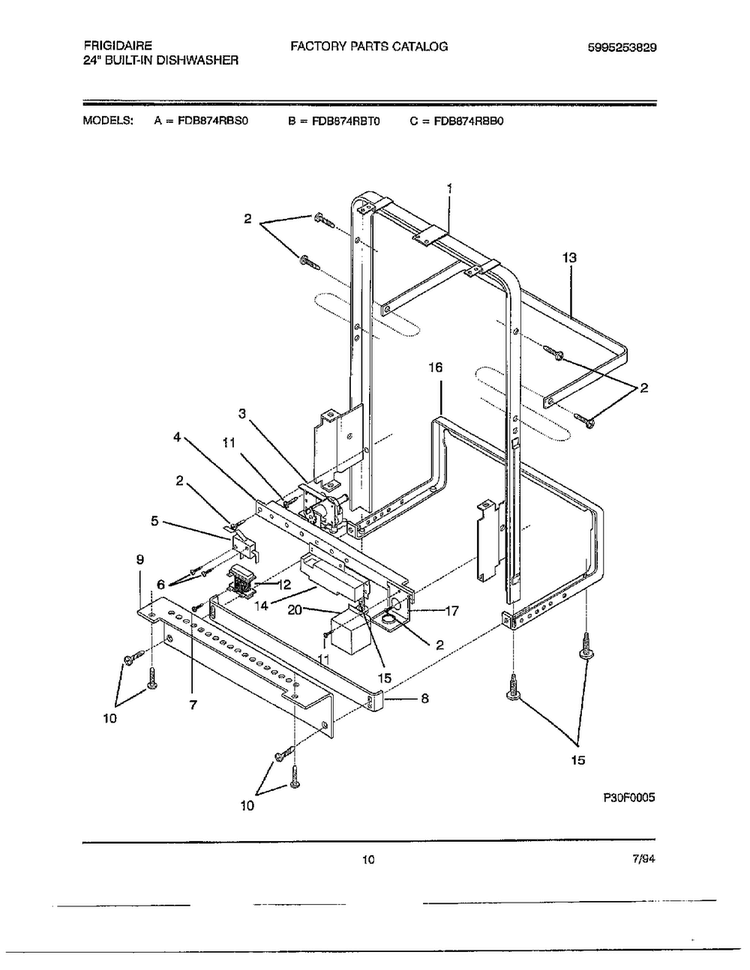 24" Built In Dishwasher Page 9 Diagram and Parts List for 787  Frigidaire Dishwasher