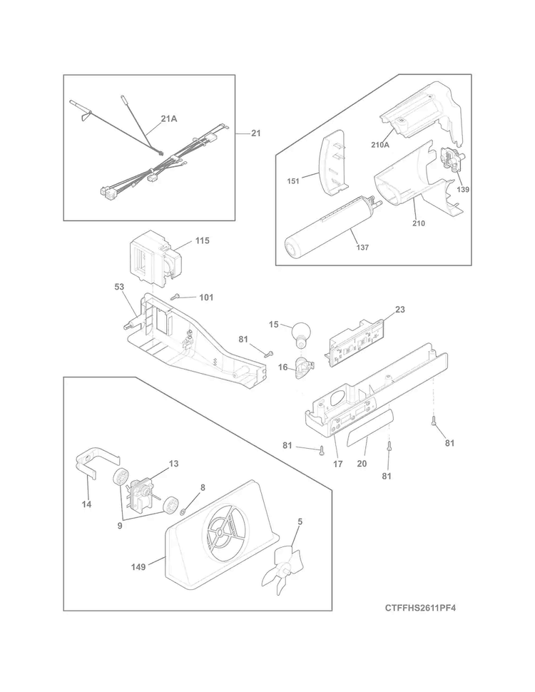 Controls Diagram and Parts List for FFHS2611PFCA  Frigidaire Refrigerator