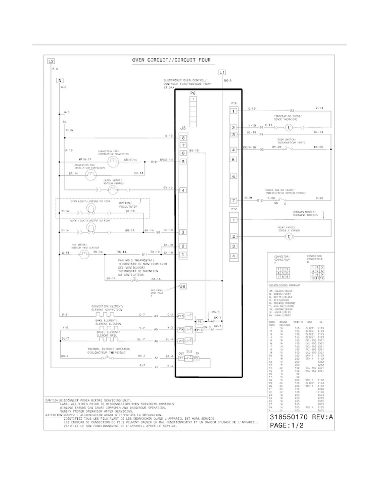 Wiring Diagram Diagram and Parts List for FGES3045KFD  Frigidaire Range