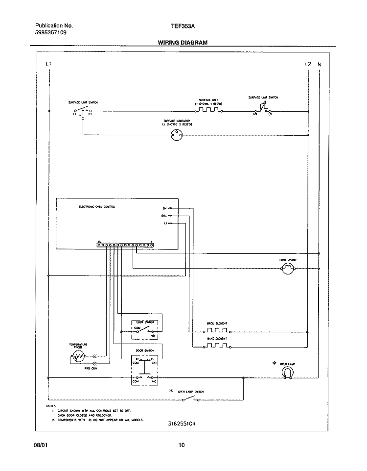 WIRING DIAGRAM Diagram and Parts List for TEF353AQA  Tappan Range